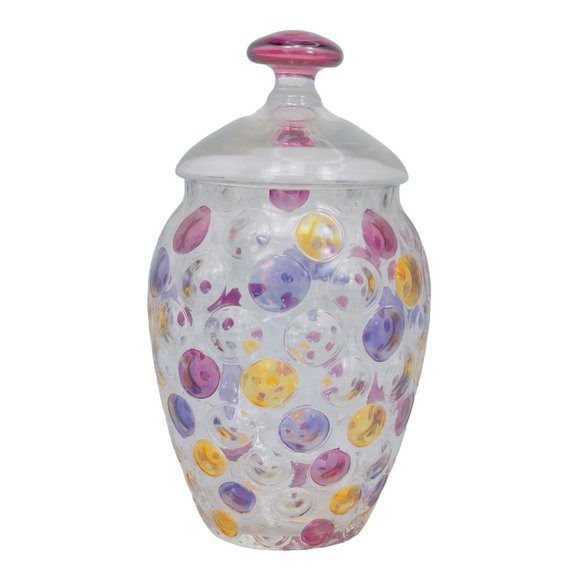 Bohemia Crystal Jar Coin Spot Design With Lid 9" - Picture 3 of 8